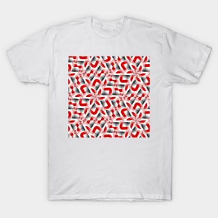 Red white kaleidoscope pattern T-Shirt
